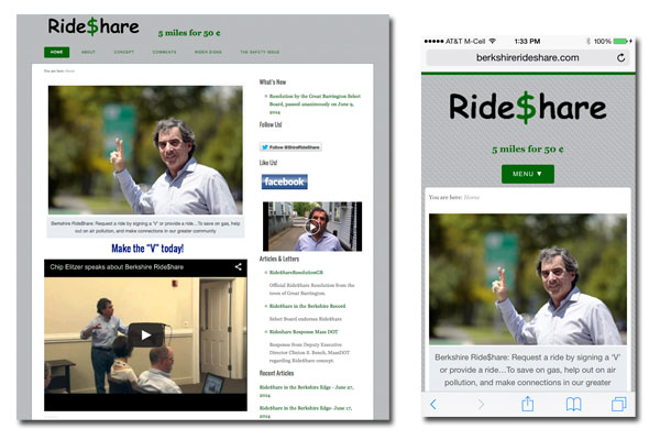 Berkshire Ride Share - Web Development - Social Media Integration, Mobile & Tablet Enabled