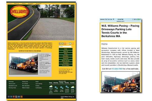 Williams Paving - Contractors: Web Development, Mobile and Tablet enabled