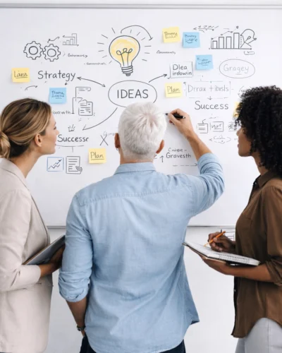 Team planning and brainstorming session